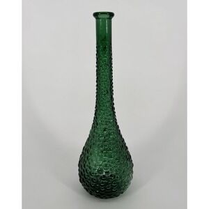 MCM Emerald Green Bubble Glass Empoli Genie Bottle Decanter‎ Hobnail NO STOPPER